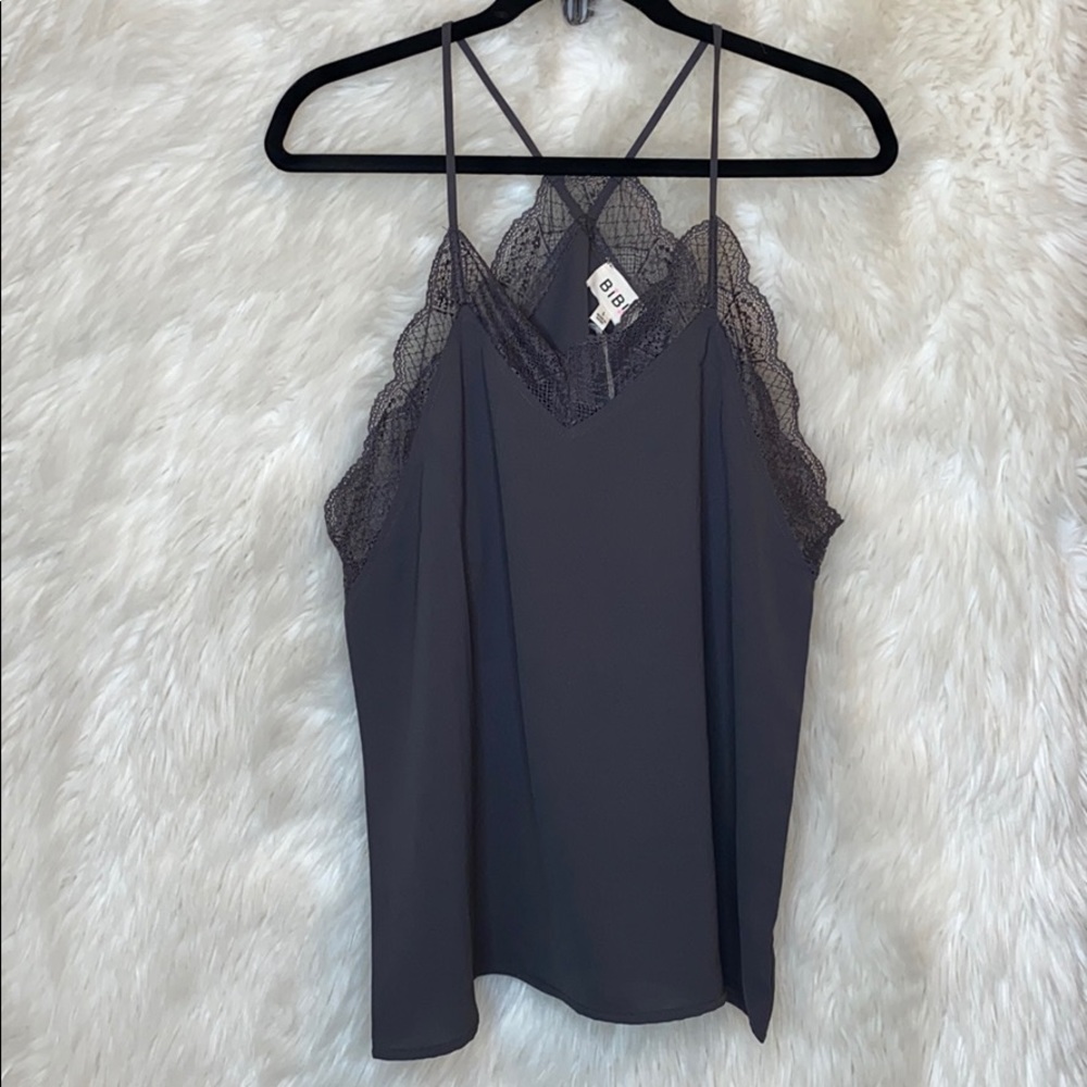 BIBI "LANDON" GRAY LACE CAMI